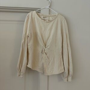 Pilcro Beige Long Sleeve Top with Twist Detail